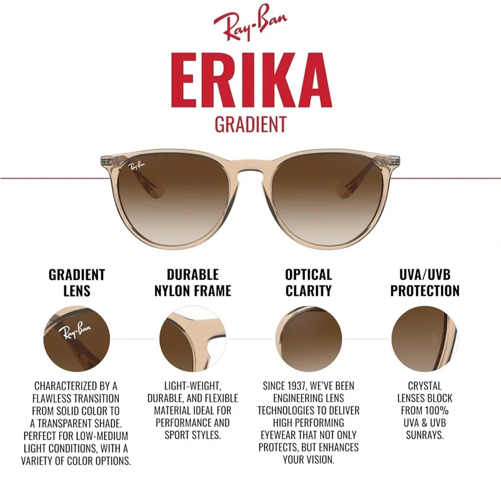 Ray-Ban Original Erika Gradient Sunglasses with Black Case - Picture 6 of 7